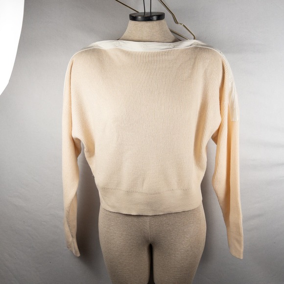 NWT Alexander Wang Merino Wool One-Shoulder Rib-Knit Pullover Sweater Snap XS - Picture 3 of 9